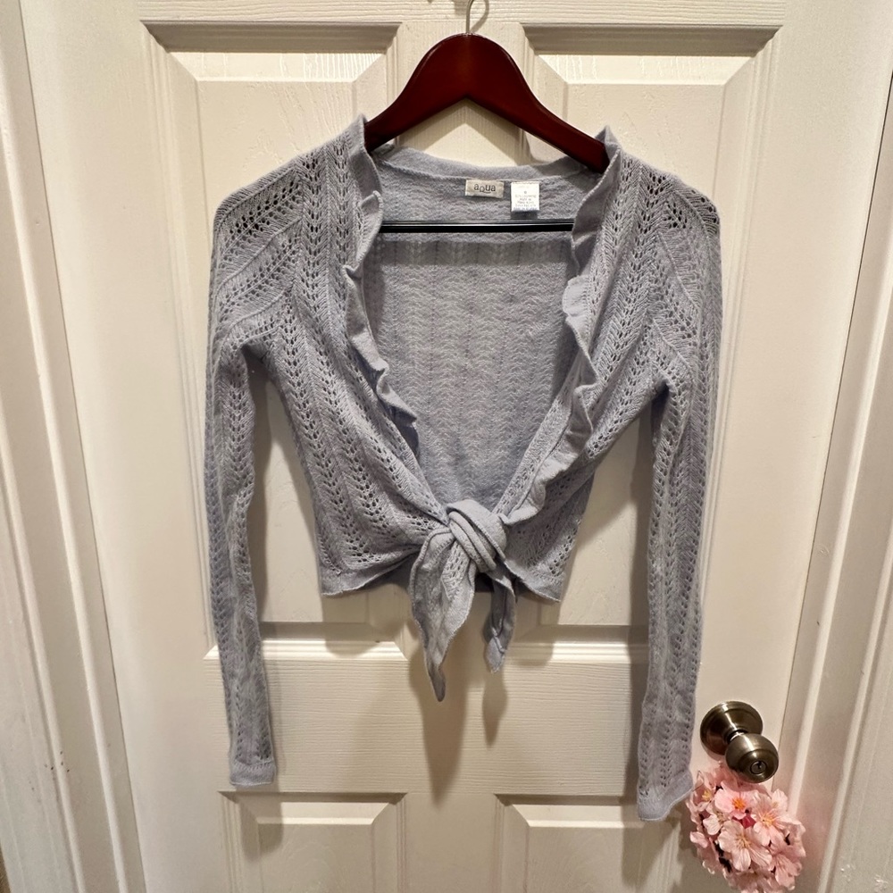 Aqua 100% cashmere shrug in light blue